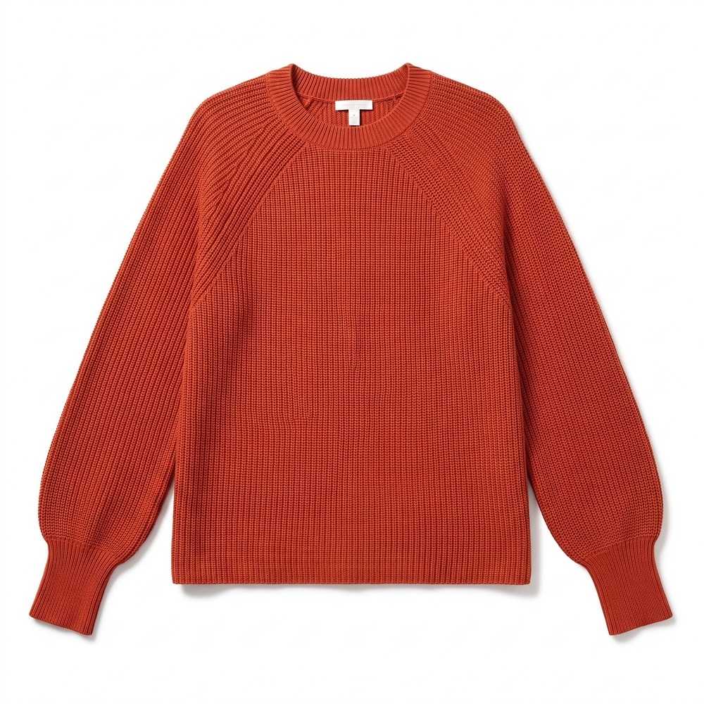 Jessica Simpson M Womens Rust Orange Ribbed Crewneck Sweater Cozy Casual Boho